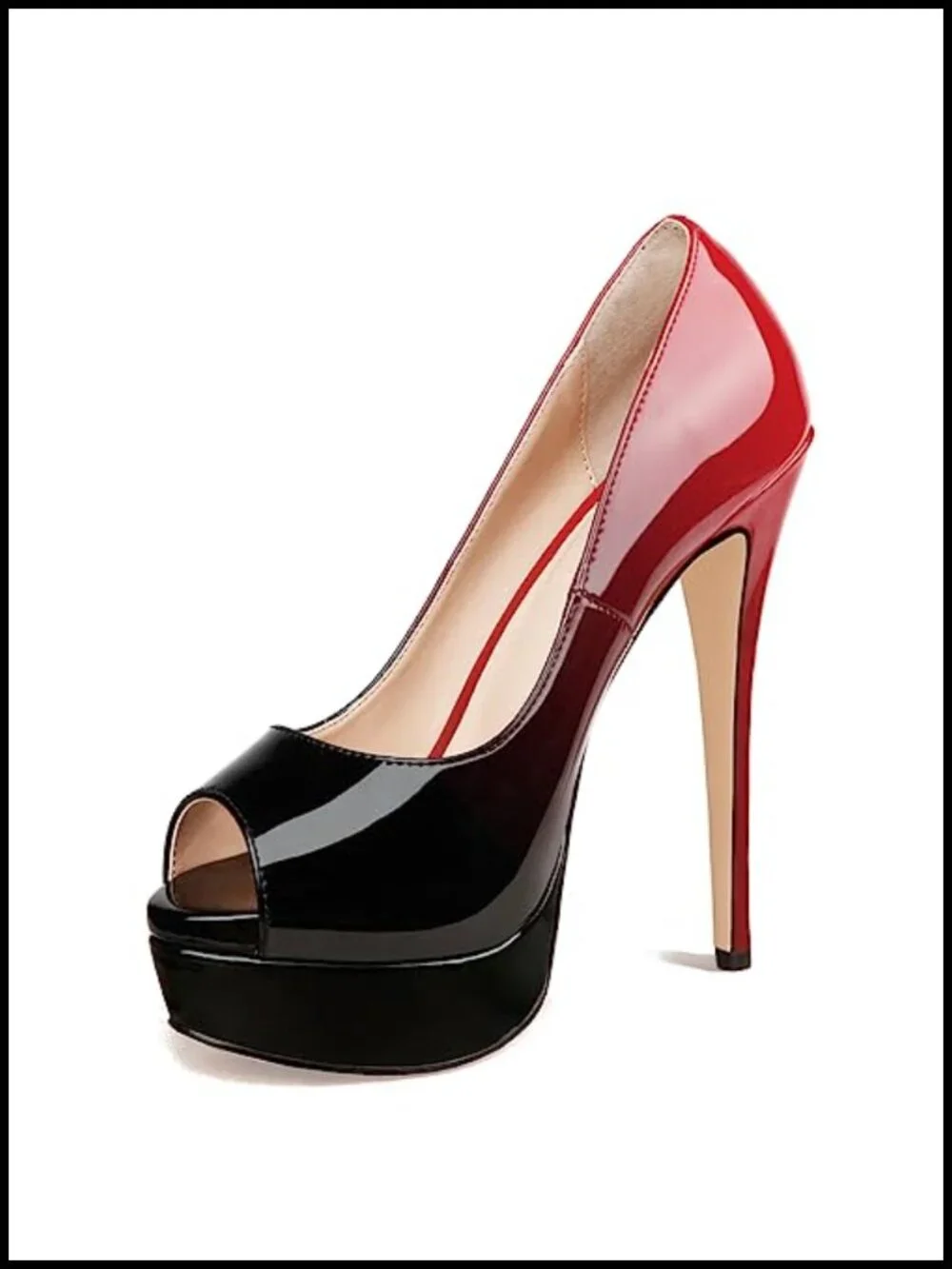 Women's 6 Inch Stiletto Heels Platform Peep Toe Pumps Faux Leather